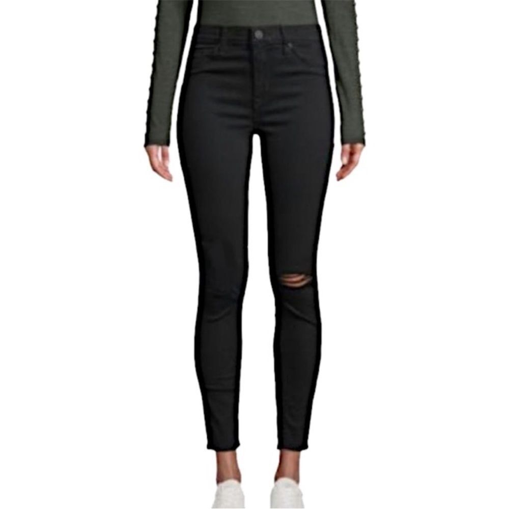 NWT Hudson Natalie Midrise Ankle Distressed Black Wash Super Skinny Jean Sz 30